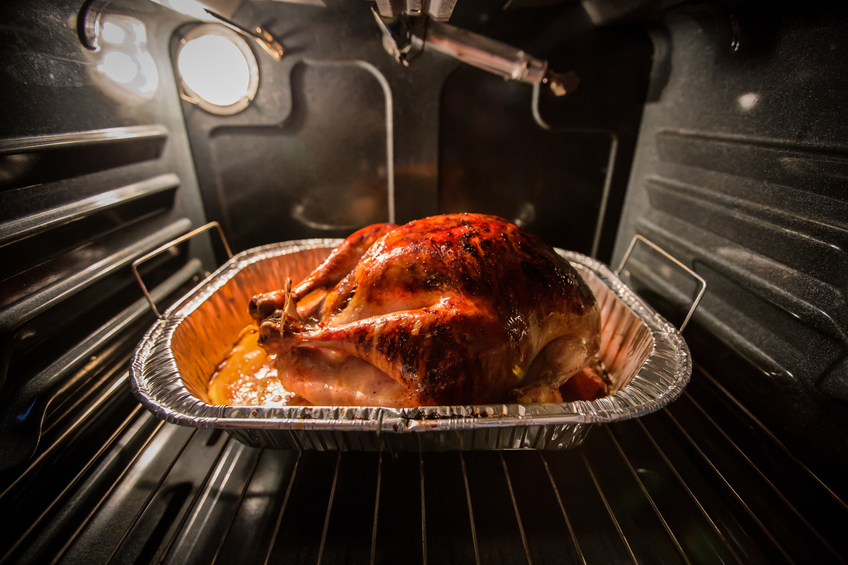 Turkey for Thanksgiving Day in the oven